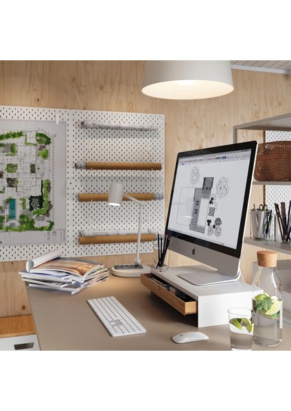 Monitör Yükseltici Stand Çekmeceli Organizerli Monitör Sehpası Metal Bambu BE001 modelleri