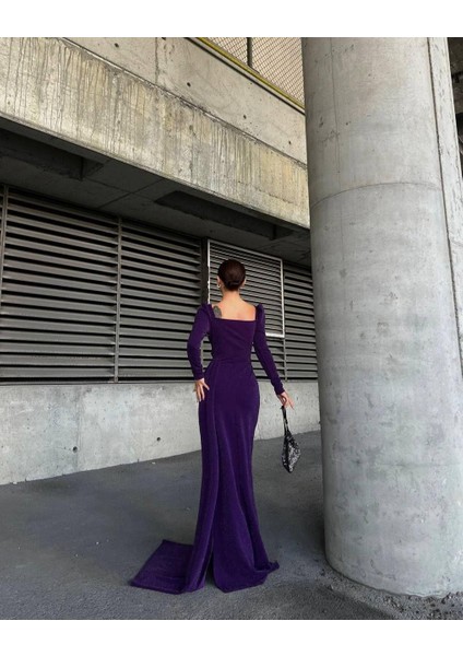 Simli Kol Detay Abiye 583039 Mor fırsatları