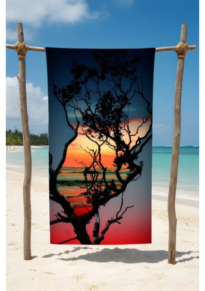 Pamuk Plaj Havlusu – Manzara Tasarım – 75X150 cm