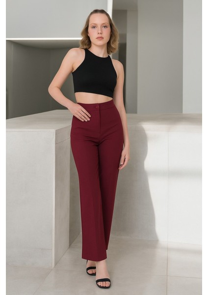 Yüksek Bel Düz Paça Kumaş Pantolon