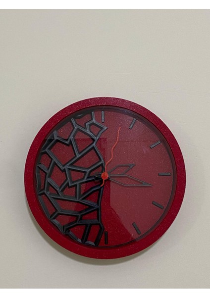 Modern Sanat Dokunuşuyla “parçalanan Zaman” Duvar Saati (Kırmızı Zemin ve Kırmızı Kasa) modelleri
