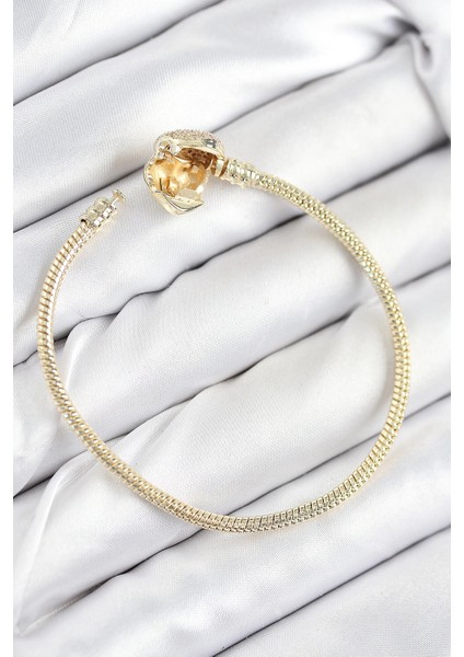 Pirinç Charm Zirkon Taşlı Kalp Model Gold Renk Kadın Bileklik fiyatları