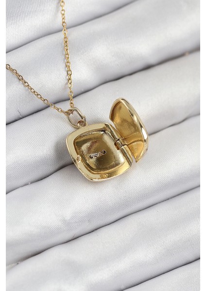 316L Çelik Zirkon Taşlı Açılabilr Kapaklı Göz Model Gold Renk Kadın Kolye fiyatları