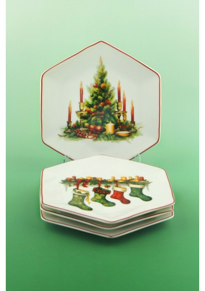 Red Jingle Bells 4 Parça Porselen Tatlı/kurabiye Tabağı fiyatları