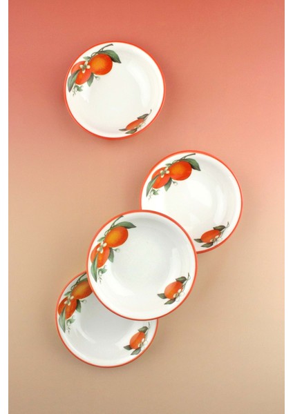 Orange 4 Parça Porselen Çerezlik