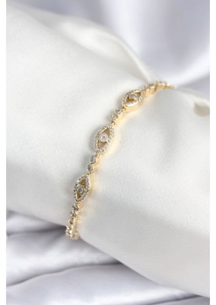 Pirinç Gold Renk Göz Model Kadın Bileklik