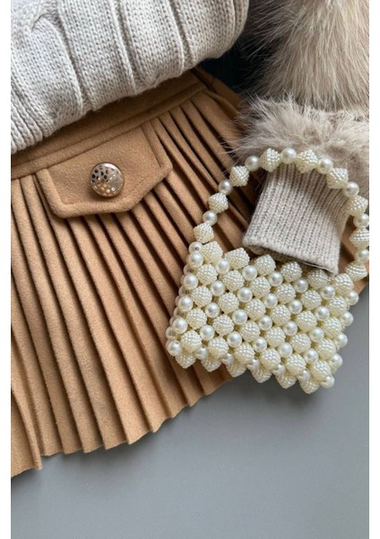 Kolları Kürklü Triko 4 Parça Kız çocuk takım - Camel fiyatları