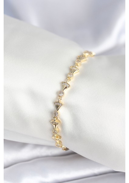 Pirinç Gold Renk Yelpaze Model Kadın Bileklik