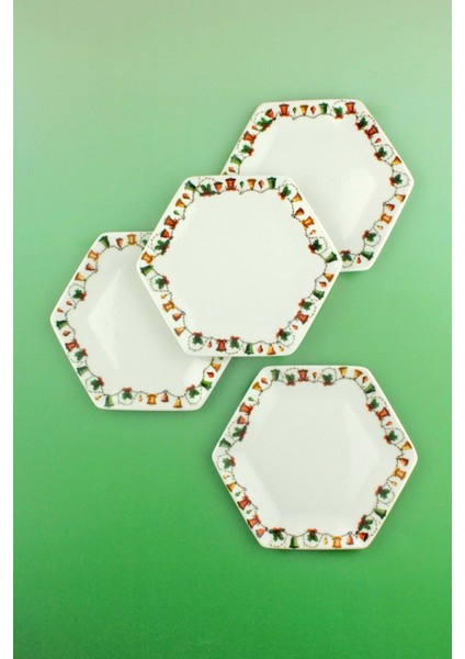 Christmas Bells 4 Parça Porselen Tatlı/kurabiye Tabağı