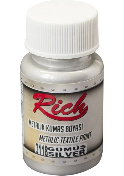 Metalik Kumaş Boyası 50 Cc. 3118 Gümüş