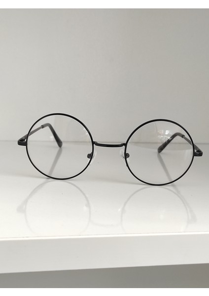Şeffafcamlı Retro Yuvarlak Siyah Gözlük Metal Çerçeve fiyatları