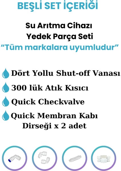 Su Arıtma Cihazı Yedek Parça Seti Beşli fiyatları