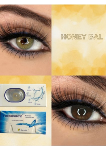 FRESHSHOW Luxury Honey Bal / Haresiz Renkli Ela Göz Kirpik Lens / Yıllık 1 Adet
