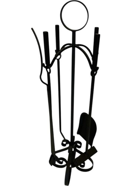 Dekoratif Şık Siyah Dörtlü Maşa Takımı , Soba Şömine Maşa Takımı