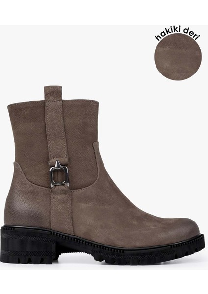 Kadın Raze Vizon Hakiki Deri Nubuk Bot