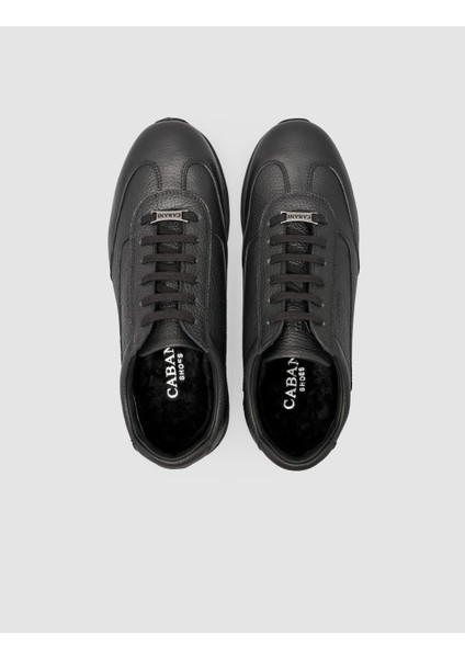 %100 Hakiki Deri Siyah İçi Kürklü Spor Ayakkabı fırsatları