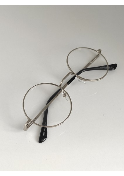 Şeffaf Camlı Retro Yuvarlak Gözlük Gümüş Çerçeve fiyatları