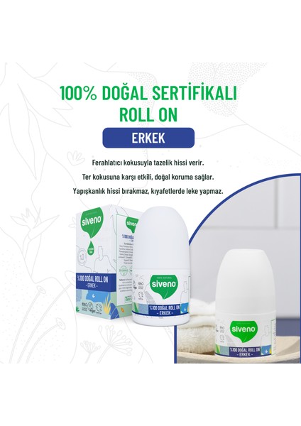 %100 Doğal Roll On Kadın & Erkek Deodorant Ter Kokusu Önleyici Bitkisel Lekesiz Vegan 50 ml Set indirimleri