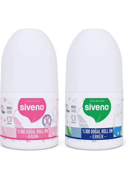 %100 Doğal Roll On Kadın & Erkek Deodorant Ter Kokusu Önleyici Bitkisel Lekesiz Vegan 50 ml Set