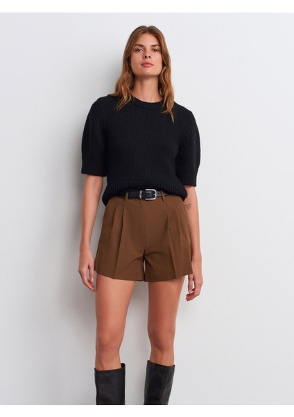 10821 Bisiklet Yaka Kısa Kol Triko Kazak-Siyah modelleri