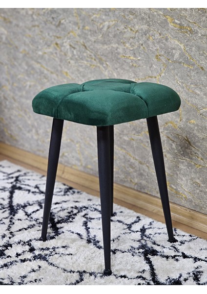 Kare Siyah Boyalı Konik Ayaklı Tabure - Oturak - Bar Taburesi - Ayaklı Tabure Yeşil Renk 48 x 33 Boyut/ebat fırsatları