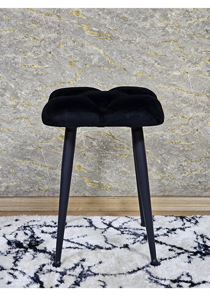 Kare Siyah Boyalı Konik Ayaklı Tabure - Oturak - Bar Taburesi - Ayaklı Tabure Siyah Renk 48 x 33 Boyut/ebat modelleri