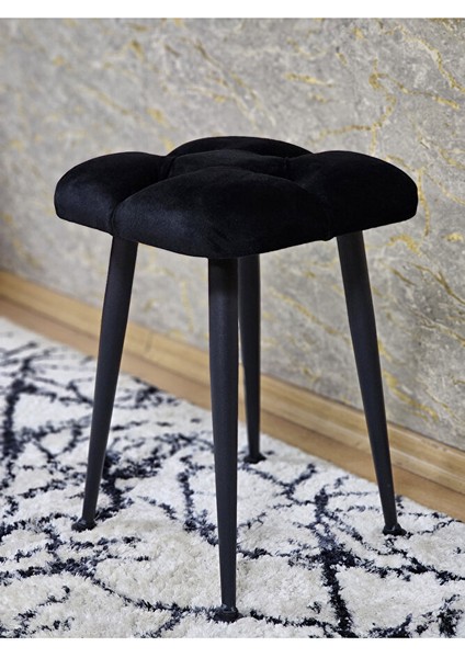 Kare Siyah Boyalı Konik Ayaklı Tabure - Oturak - Bar Taburesi - Ayaklı Tabure Siyah Renk 48 x 33 Boyut/ebat fırsatları