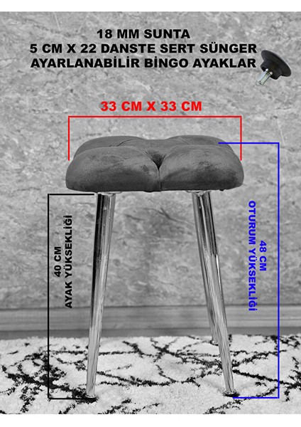 Kare Siyah Boyalı Konik Ayaklı Tabure - Oturak - Bar Taburesi - Ayaklı Tabure Siyah Renk 48 x 33 Boyut/ebat indirimleri