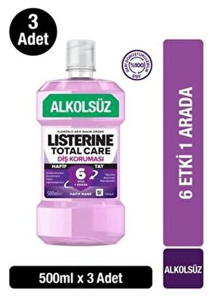 Total Care Alkolsüz Ağız Gargarası Dişleri Güçlendirir 500 ml Hafif Nane Aromalı fiyatları