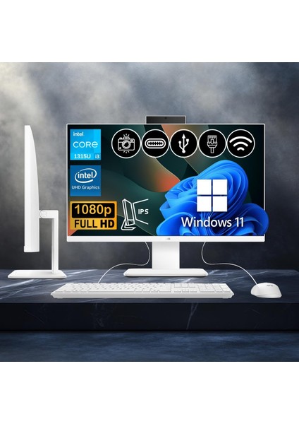 V440VAK-I38256W0D ATL42 I3-1315U 64GB Ddr5 2tb Nvme SSD 23.8" IPS Fhd W11PRO Beyaz All In One Bilgisayar