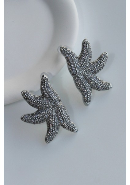 Premium Seri Ithal Zirkon Taş Kaplama Deniz Yıldızı Model Kararmayan Şık Tasarım Kadın Küpe modelleri