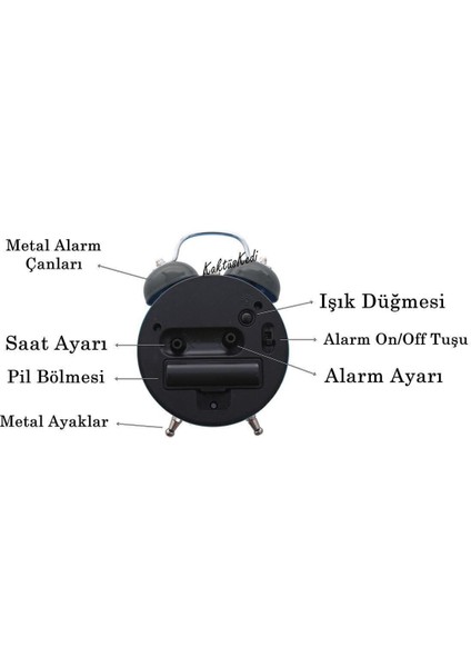 Mini Alarmlı Metal Işıklı Analog Masa Saati - Çalar Saat 7170611 fırsatları