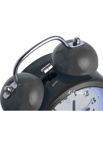 Mini Alarmlı Metal Işıklı Analog Masa Saati - Çalar Saat 7170611
