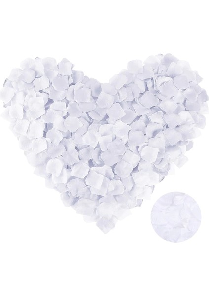 Beyaz Renk Gül Yaprağı Şekilli Konfeti 5 Paket 500 Adet