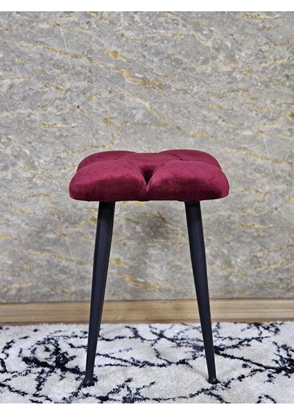 Kare Siyah Boyalı Konik Ayaklı Tabure - Oturak - Bar Taburesi - Ayaklı Tabure Bordo Renk 48 x 33 Boyut/ebat modelleri