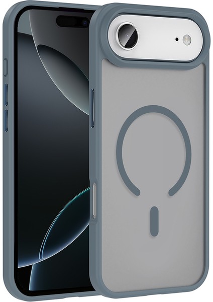 iPhone Uyumlu 17 Air Kılıf M-Safe Şarj Özellikli Mat Arka Yüzey Zore Sio Kapak-Gri