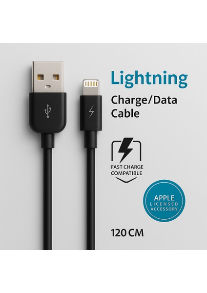 Lightning 120 cm Hızlı Şarj ve Data Kablosu modelleri