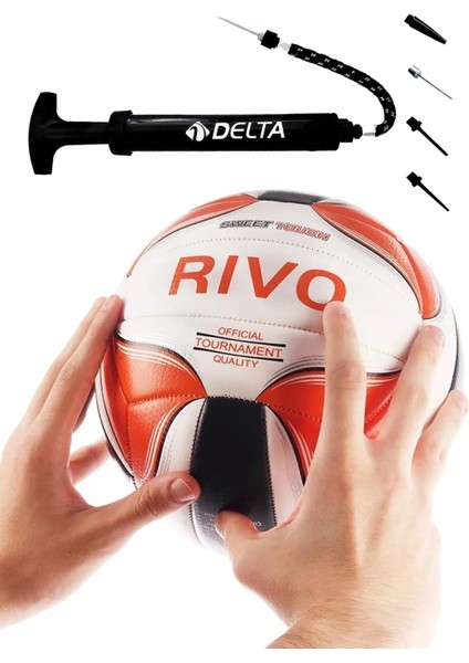 Rivo 5 Numara Voleybol Topu – Dayanıklı Dikişli Top ve Pompa Ikili Set No:5 Turuncu
