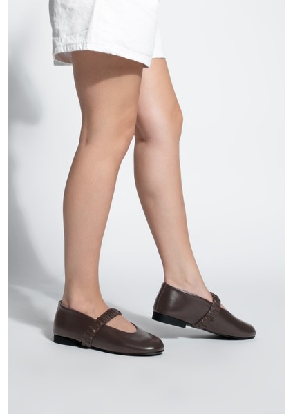 Kadın Büzgülü Bantlı Günlük Babet Vifar Kahve fırsatları