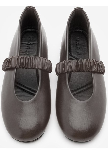 Kadın Büzgülü Bantlı Günlük Babet Vifar Kahve