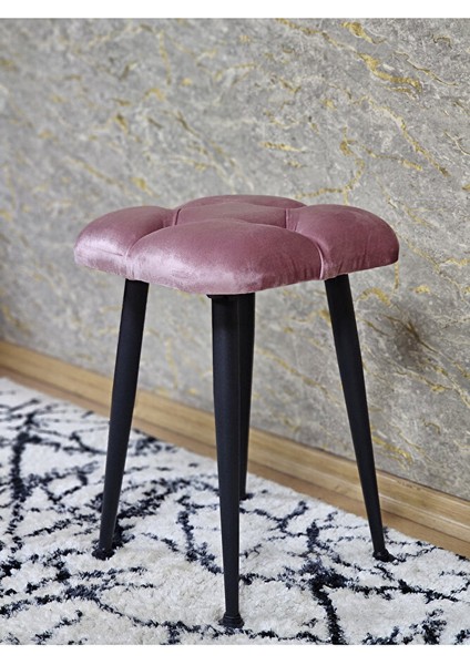 Kare Siyah Boyalı Konik Ayaklı Tabure - Oturak - Bar Taburesi - Ayaklı Tabure Pembe Renk 48 x 33 Boyut/ebat fırsatları