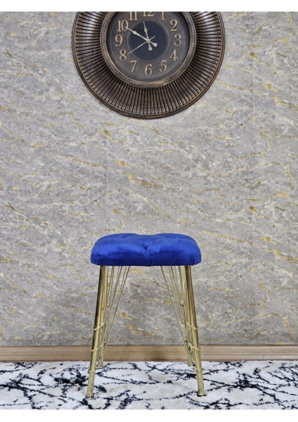 Kare Gold Kaplama Telli Ayaklı Tabure - Oturak - Bar Taburesi - Ayaklı Tabure Mavi Renk 48 x 33 Boyut/ebat fiyatları