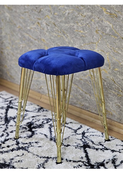 Kare Gold Kaplama Telli Ayaklı Tabure - Oturak - Bar Taburesi - Ayaklı Tabure Mavi Renk 48 x 33 Boyut/ebat fırsatları