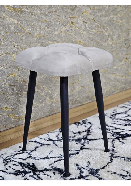 Kare Siyah Boyalı Konik Ayaklı Tabure - Oturak - Bar Taburesi - Ayaklı Tabure Krem Renk 48 x 33 Boyut/ebat