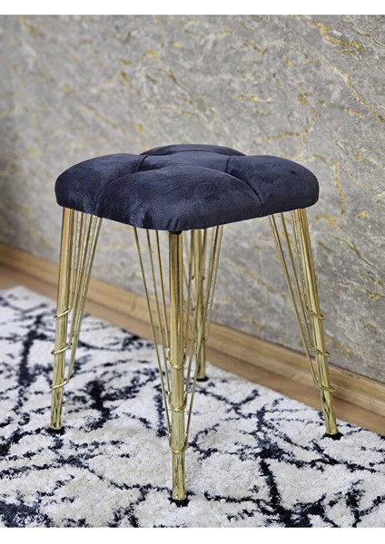 Kare Gold Kaplama Telli Ayaklı Tabure - Oturak - Bar Taburesi - Ayaklı Tabure Füme Renk 48 x 33 Boyut/ebat