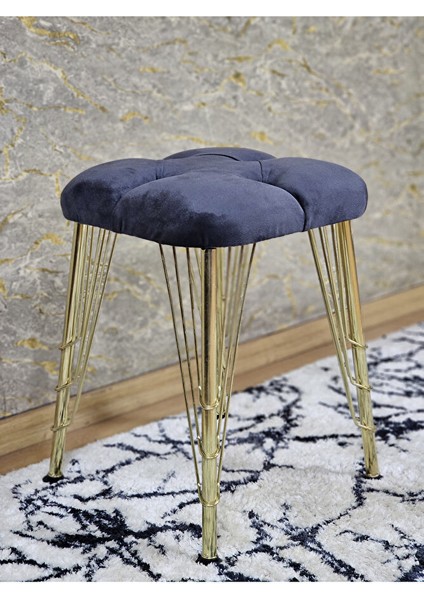 Kare Gold Kaplama Telli Ayaklı Tabure - Oturak - Bar Taburesi - Ayaklı Tabure Füme Renk 48 x 33 Boyut/ebat modelleri