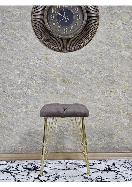 Kare Gold Kaplama Telli Ayaklı Tabure - Oturak - Bar Taburesi - Ayaklı Tabure Kahverengi Renk 48 x 33 Boyut/ebat fiyatları