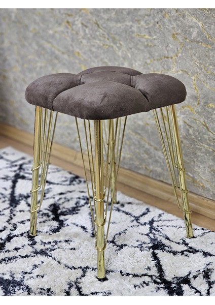 Kare Gold Kaplama Telli Ayaklı Tabure - Oturak - Bar Taburesi - Ayaklı Tabure Kahverengi Renk 48 x 33 Boyut/ebat fırsatları
