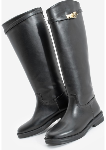 Kadın Tokalı Binici Günlük Çizme Velote