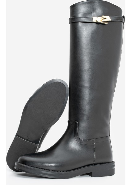 Kadın Tokalı Binici Günlük Çizme Velote